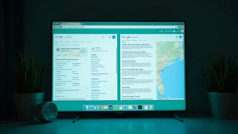 Split screen showing Google Maps local pack results and organic website search results