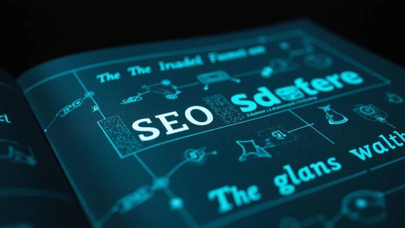 Website page with highlighted SEO elements including headings, keywords and meta description